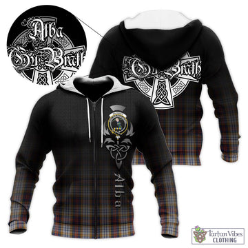 MacInnes Ancient Hunting Tartan Knitted Hoodie Featuring Alba Gu Brath Family Crest Celtic Inspired