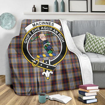 MacInnes Ancient Hunting Tartan Blanket with Family Crest