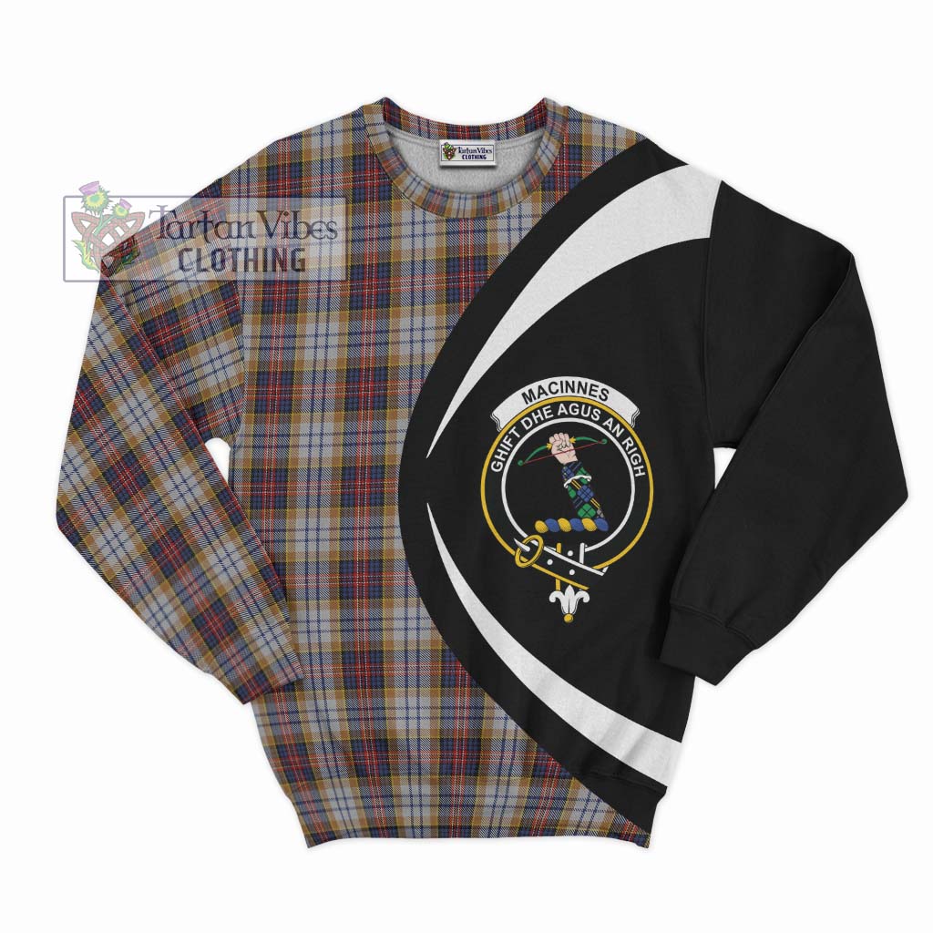 MacInnes Ancient Hunting Tartan Sweatshirt with Family Crest Circle Style Unisex - Tartan Vibes Clothing