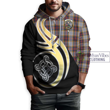 MacInnes Ancient Hunting Tartan Hoodie with Family Crest and Celtic Symbol Style