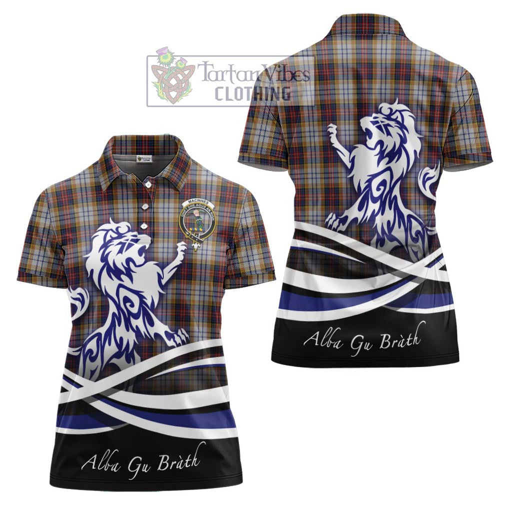 MacInnes Ancient Hunting Tartan Women's Polo Shirt with Alba Gu Brath Regal Lion Emblem Women - Tartanvibesclothing Shop