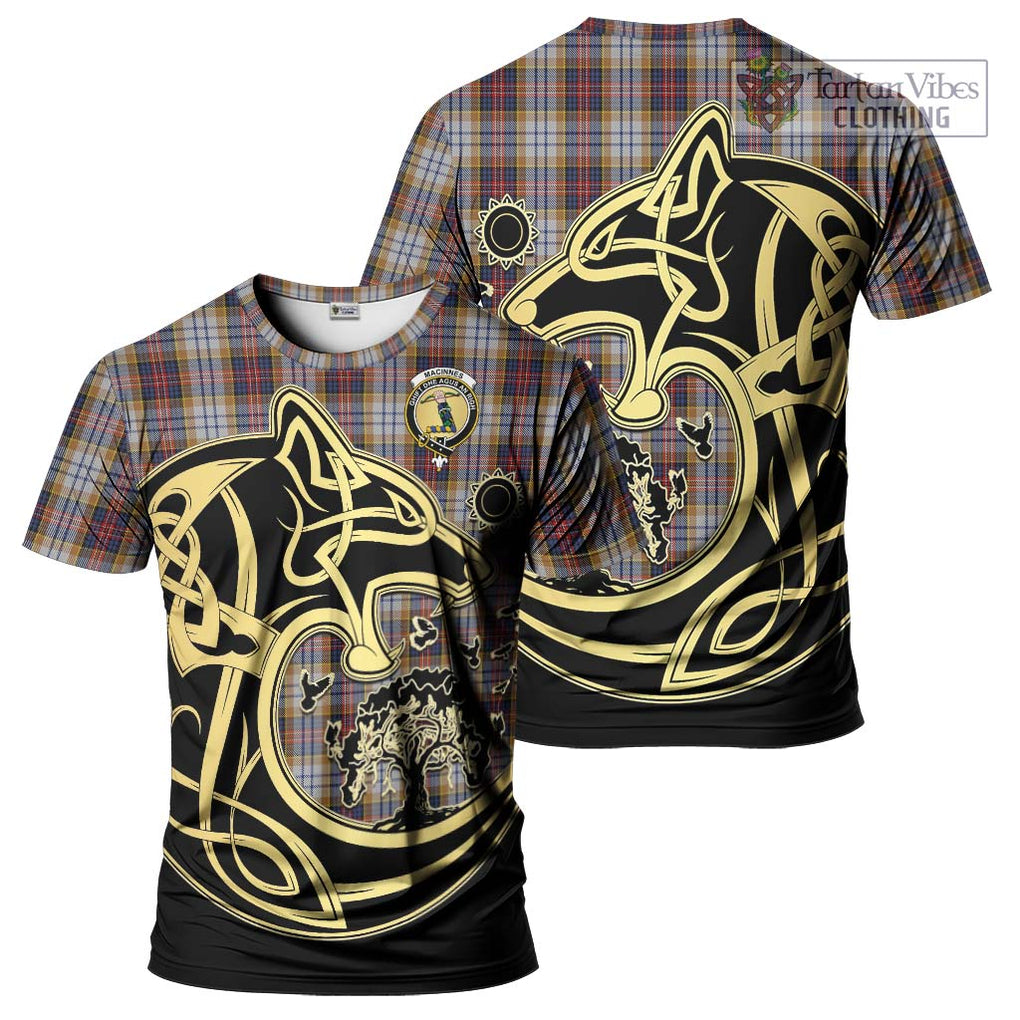 MacInnes Ancient Hunting Tartan T-Shirt with Family Crest Celtic Wolf Style Kid's Shirt - Tartan Vibes Clothing