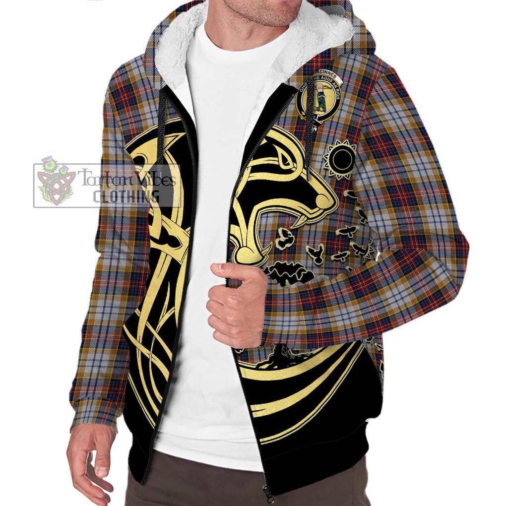 MacInnes Ancient Hunting Tartan Sherpa Hoodie with Family Crest Celtic Wolf Style Unisex S - Tartan Vibes Clothing