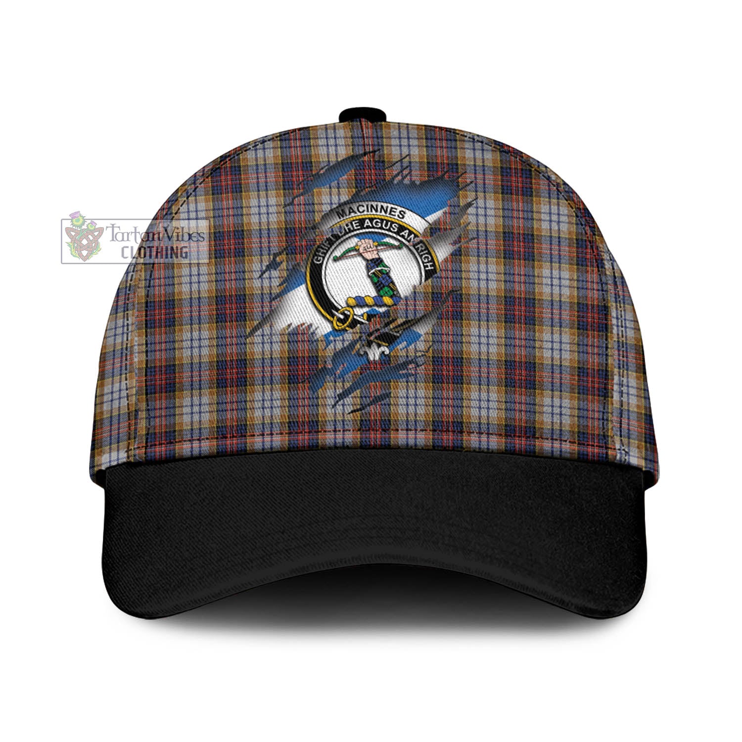 Tartan Vibes Clothing MacInnes Ancient Hunting Tartan Classic Cap with Family Crest In Me Style