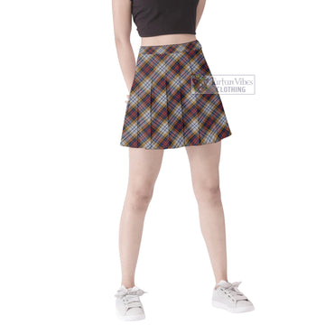 MacInnes Ancient Hunting Tartan Women's Plated Mini Skirt Cross Style