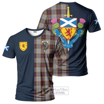 MacInnes Ancient Hunting Tartan T-Shirt Alba with Scottish Lion Royal Arm Half Style