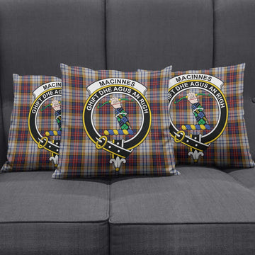 MacInnes Ancient Hunting Tartan Pillow Cover with Family Crest