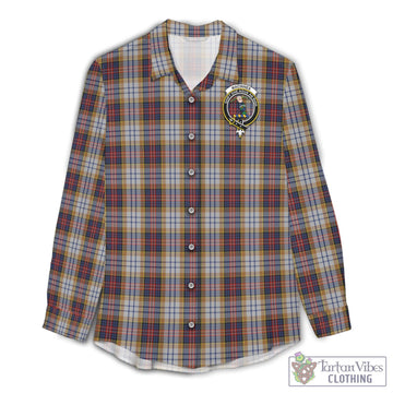 MacInnes Ancient Hunting Tartan Women's Casual Shirt with Family Crest