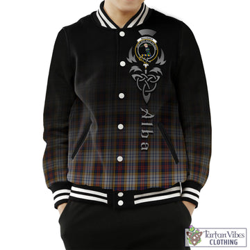 MacInnes Ancient Hunting Tartan Baseball Jacket Featuring Alba Gu Brath Family Crest Celtic Inspired