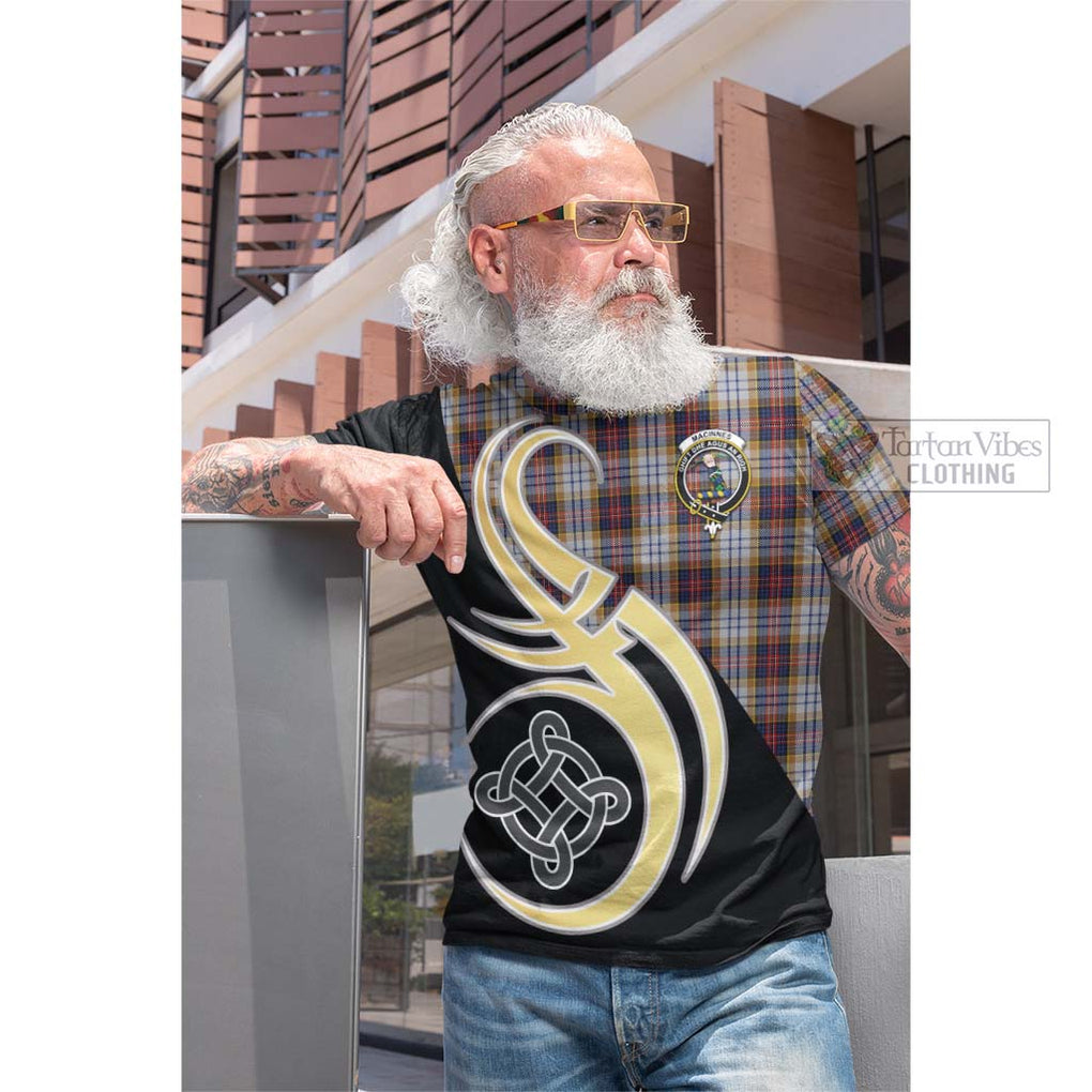 Tartan Vibes Clothing MacInnes Ancient Hunting Tartan Cotton T-shirt with Family Crest and Celtic Symbol Style