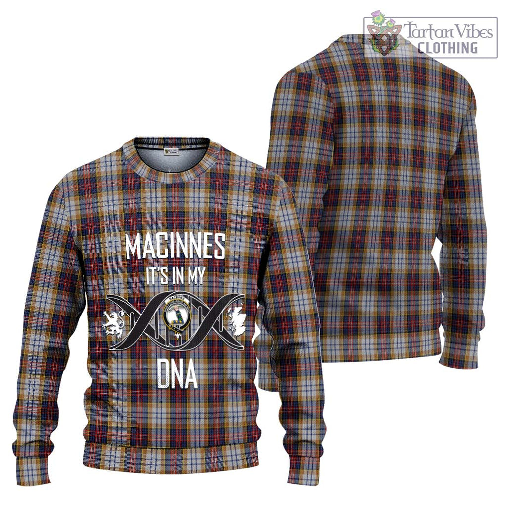 MacInnes Ancient Hunting Tartan Knitted Sweater with Family Crest DNA In Me Style Unisex - Tartanvibesclothing Shop