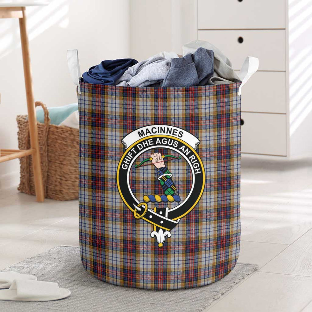 MacInnes Ancient Hunting Tartan Laundry Basket with Family Crest One Size - Tartanvibesclothing Shop