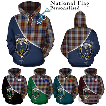 MacInnes Ancient Hunting Tartan Hoodie with Personalised National Flag and Family Crest Half Style