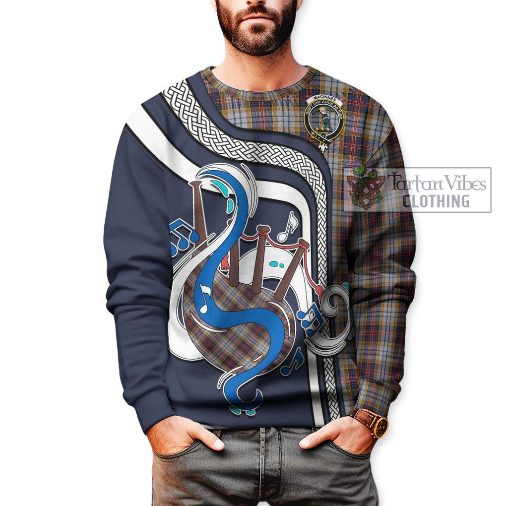 Tartan Vibes Clothing MacInnes Ancient Hunting Tartan Sweatshirt with Epic Bagpipe Style