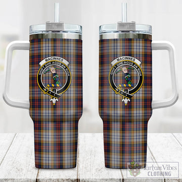 MacInnes Ancient Hunting Tartan and Family Crest Tumbler with Handle