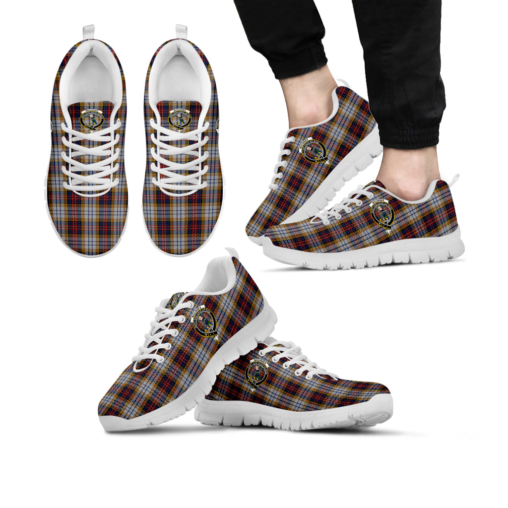 MacInnes Ancient Hunting Tartan Sneakers with Family Crest Kid's Sneakers - Tartan Vibes Clothing