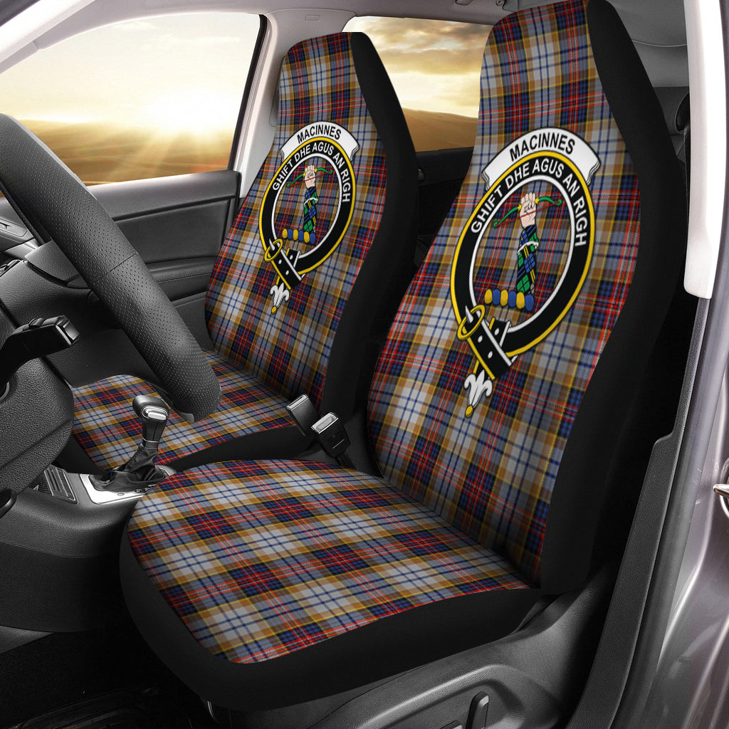 MacInnes Ancient Hunting Tartan Car Seat Cover with Family Crest One Size - Tartanvibesclothing