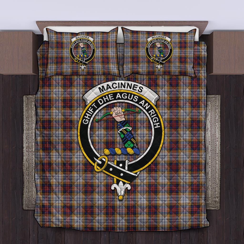 MacInnes Ancient Hunting Tartan Quilt Bed Set with Family Crest Twin - Tartan Vibes Clothing