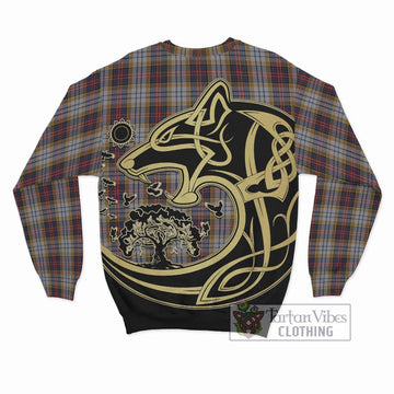 MacInnes Ancient Hunting Tartan Sweatshirt with Family Crest Celtic Wolf Style