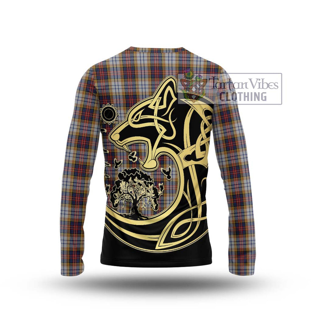 MacInnes Ancient Hunting Tartan Long Sleeve T-Shirt with Family Crest Celtic Wolf Style - Tartan Vibes Clothing