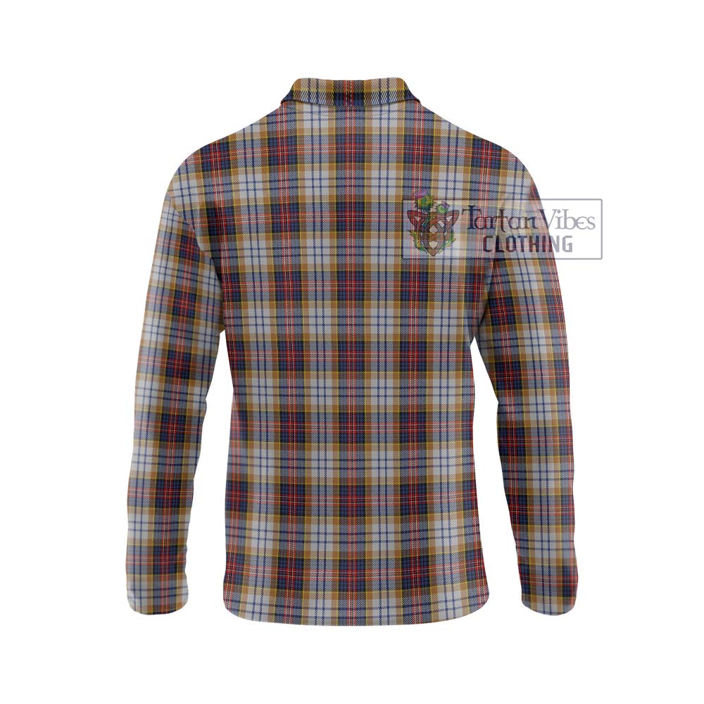 MacInnes Ancient Hunting Tartan Long Sleeve Polo Shirt with Family Crest DNA In Me Style - Tartanvibesclothing Shop