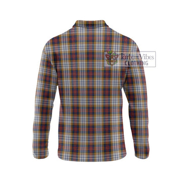 MacInnes Ancient Hunting Tartan Long Sleeve Polo Shirt with Family Crest DNA In Me Style