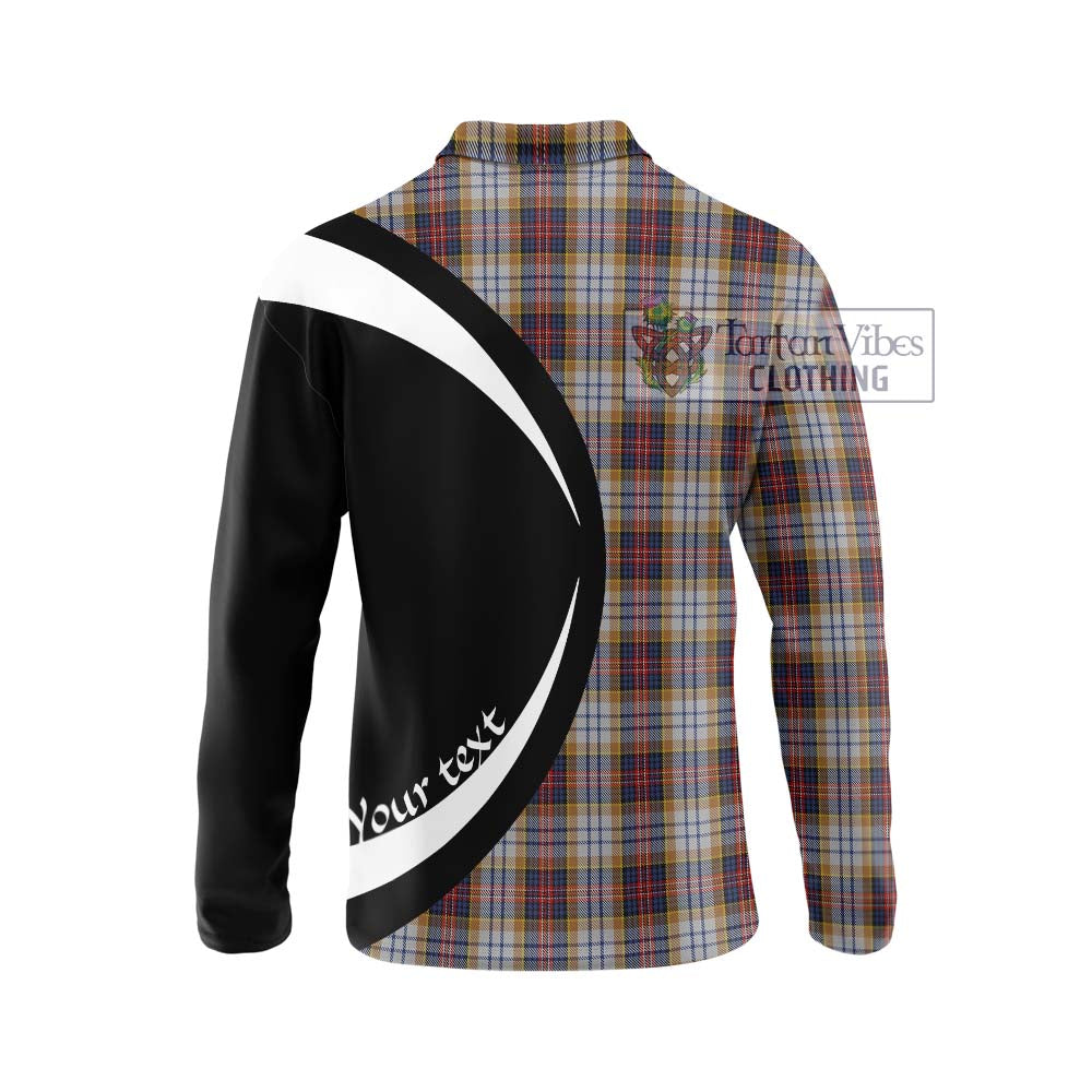 MacInnes Ancient Hunting Tartan Long Sleeve Polo Shirt with Family Crest Circle Style - Tartan Vibes Clothing