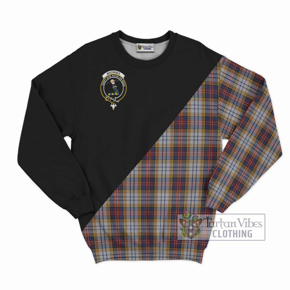 MacInnes Ancient Hunting Tartan Sweatshirt with Family Crest and Military Logo Style - Tartanvibesclothing Shop