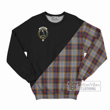 MacInnes Ancient Hunting Tartan Sweatshirt with Family Crest and Military Logo Style