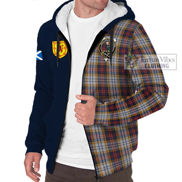 MacInnes Ancient Hunting Tartan Sherpa Hoodie Alba with Scottish Lion Royal Arm Half Style