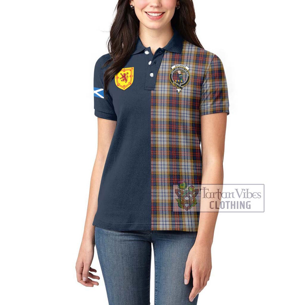 Tartan Vibes Clothing MacInnes Ancient Hunting Tartan Women's Polo Shirt with Scottish Lion Royal Arm Half Style