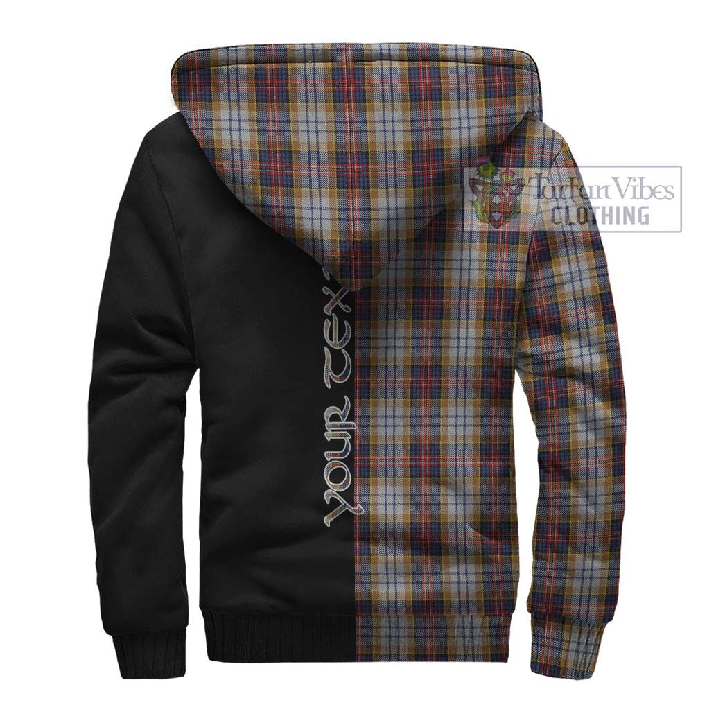 MacInnes Ancient Hunting Tartan Sherpa Hoodie with Family Crest and Half Of Me Style - Tartanvibesclothing Shop