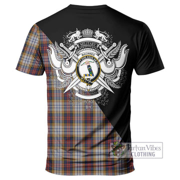 MacInnes Ancient Hunting Tartan T-Shirt with Family Crest and Military Logo Style