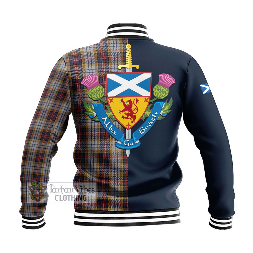 Tartan Vibes Clothing MacInnes Ancient Hunting Tartan Baseball Jacket with Scottish Lion Royal Arm Half Style