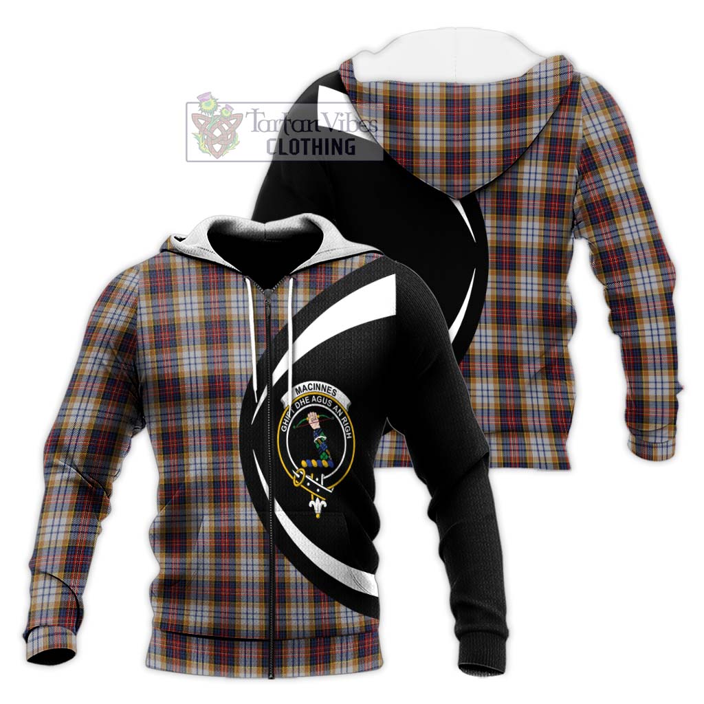 MacInnes Ancient Hunting Tartan Knitted Hoodie with Family Crest Circle Style Unisex Knitted Zip Hoodie - Tartan Vibes Clothing