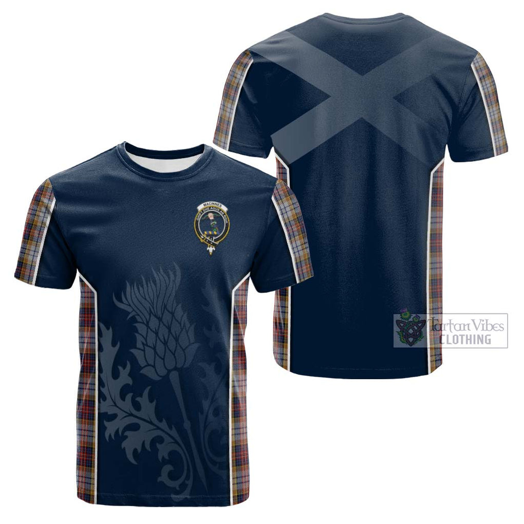 Tartan Vibes Clothing MacInnes Ancient Hunting Tartan Cotton T-shirt with Family Crest and Scottish Thistle Vibes Sport Style