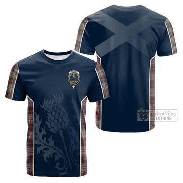 MacInnes Ancient Hunting Tartan Cotton T-shirt with Family Crest and Scottish Thistle Vibes Sport Style