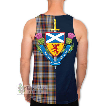 MacInnes Ancient Hunting Tartan Men's Tank Top Alba with Scottish Lion Royal Arm Half Style