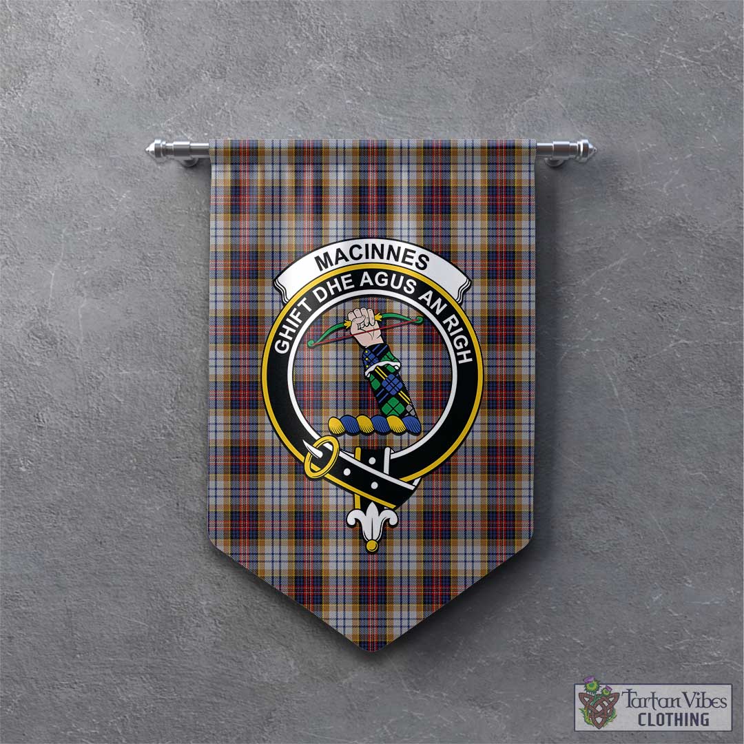 Tartan Vibes Clothing MacInnes Ancient Hunting Tartan Gonfalon, Tartan Banner with Family Crest