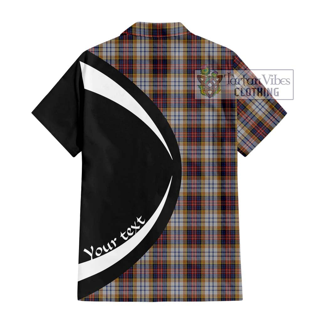 MacInnes Ancient Hunting Tartan Short Sleeve Button Up with Family Crest Circle Style - Tartan Vibes Clothing