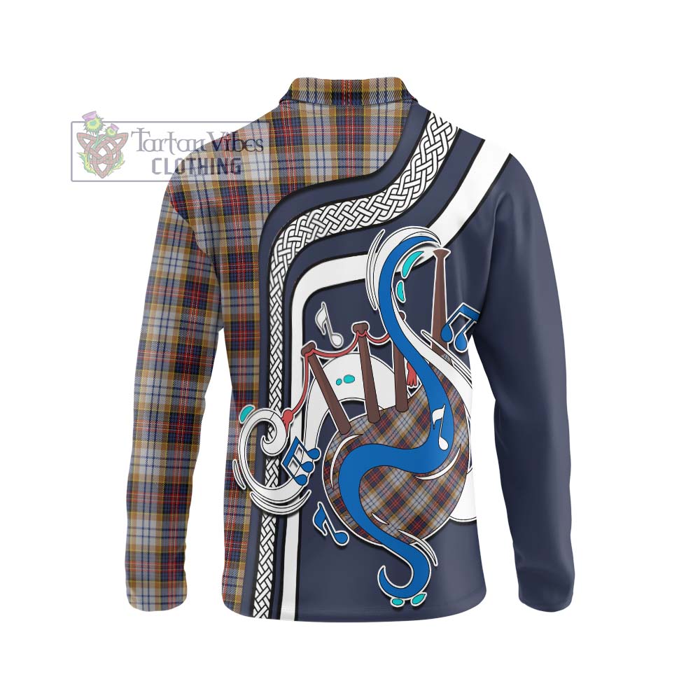 Tartan Vibes Clothing MacInnes Ancient Hunting Tartan Long Sleeve Polo Shirt with Epic Bagpipe Style