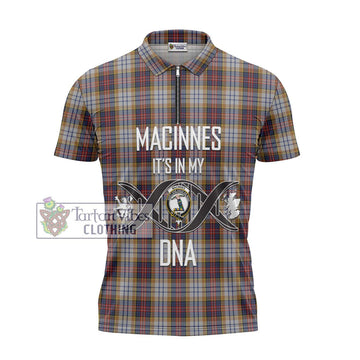 MacInnes Ancient Hunting Tartan Zipper Polo Shirt with Family Crest DNA In Me Style