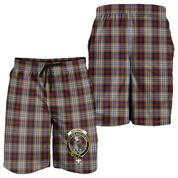 MacInnes Ancient Hunting Tartan Mens Shorts with Family Crest