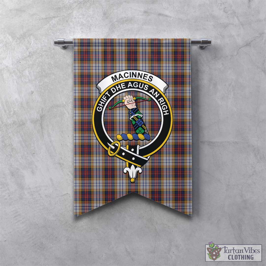 Tartan Vibes Clothing MacInnes Ancient Hunting Tartan Gonfalon, Tartan Banner with Family Crest