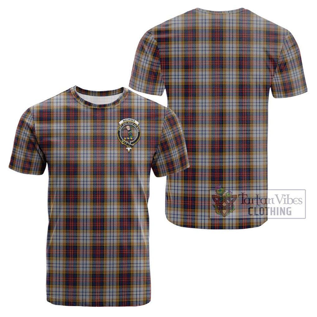 MacInnes Ancient Hunting Tartan Cotton T-Shirt with Family Crest Kid's Shirt - Tartanvibesclothing Shop