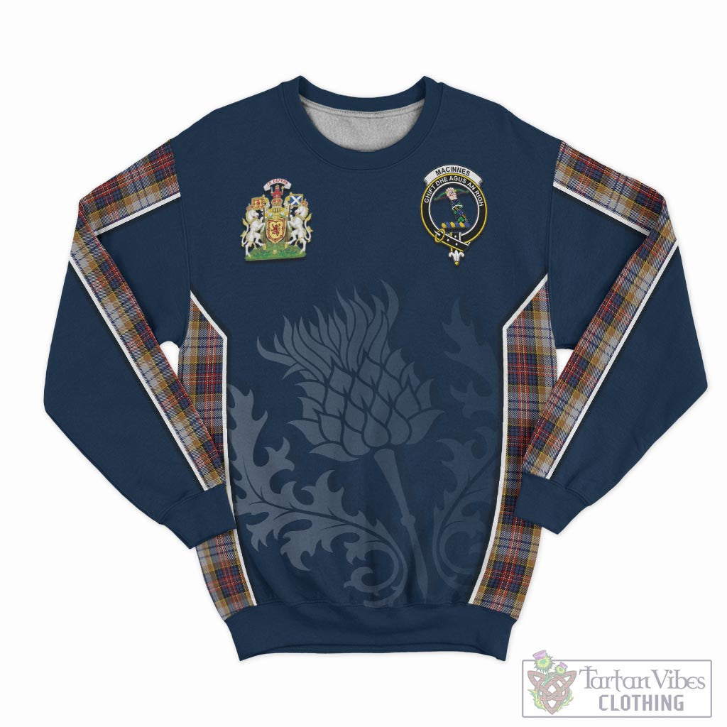 Tartan Vibes Clothing MacInnes Ancient Hunting Tartan Sweatshirt with Family Crest and Scottish Thistle Vibes Sport Style