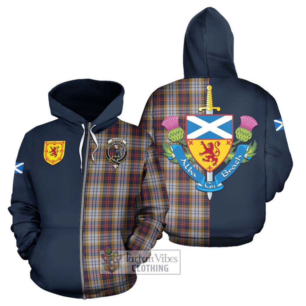 Tartan Vibes Clothing MacInnes Ancient Hunting Tartan Hoodie with Scottish Lion Royal Arm Half Style