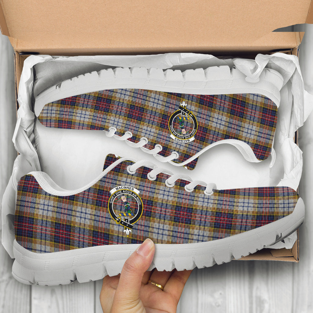 MacInnes Ancient Hunting Tartan Sneakers with Family Crest - Tartan Vibes Clothing