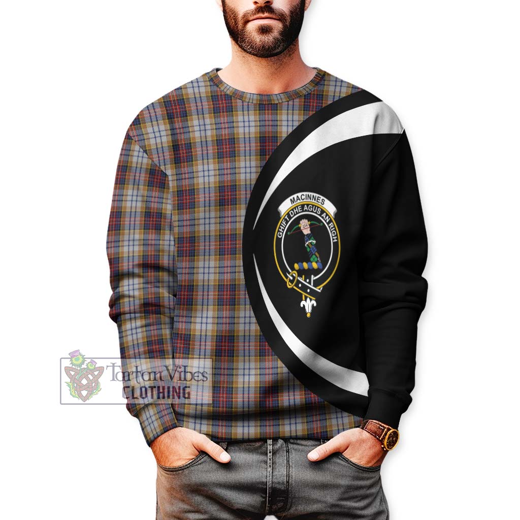 MacInnes Ancient Hunting Tartan Sweatshirt with Family Crest Circle Style - Tartan Vibes Clothing