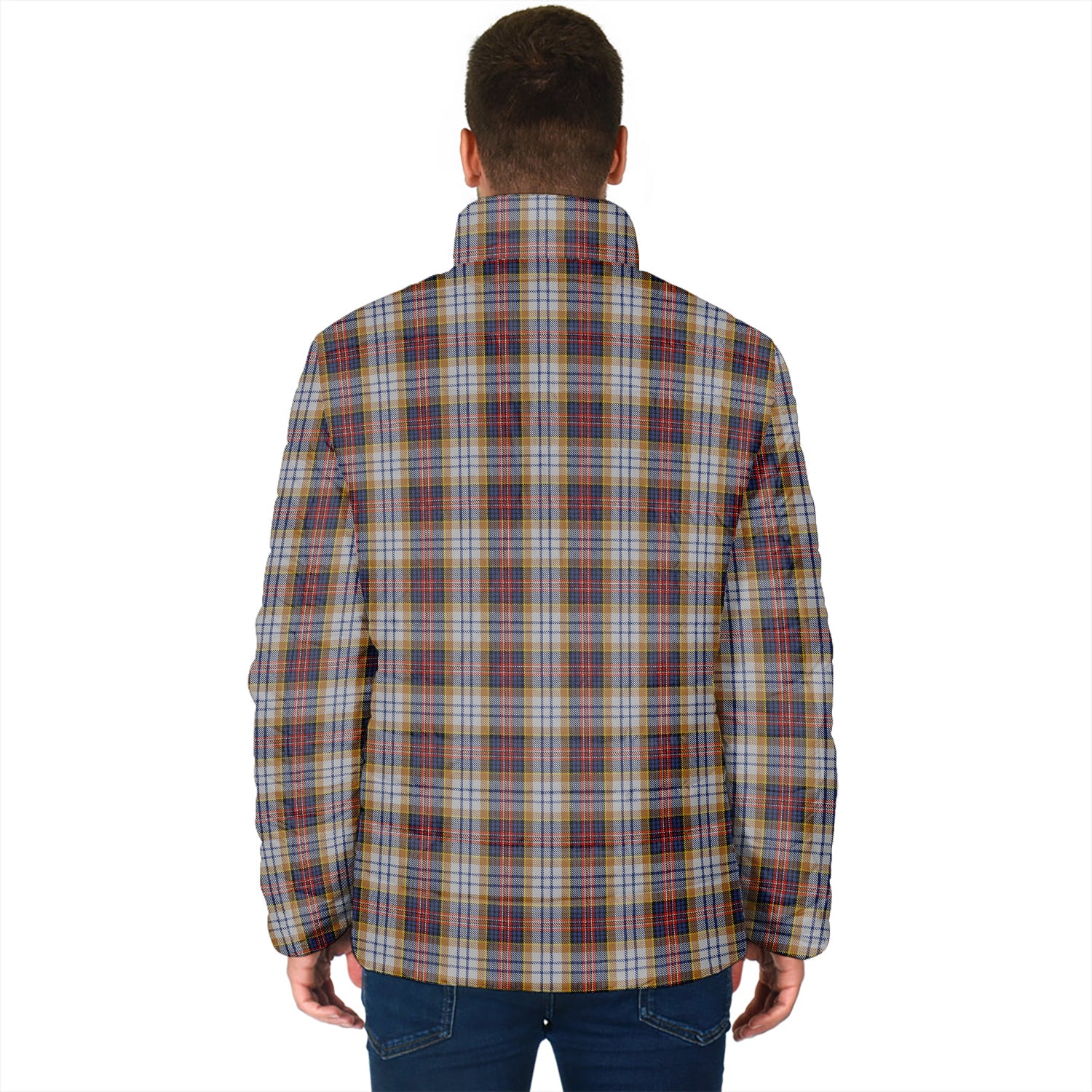 MacInnes Ancient Hunting Tartan Padded Jacket with Family Crest - Tartan Vibes Clothing